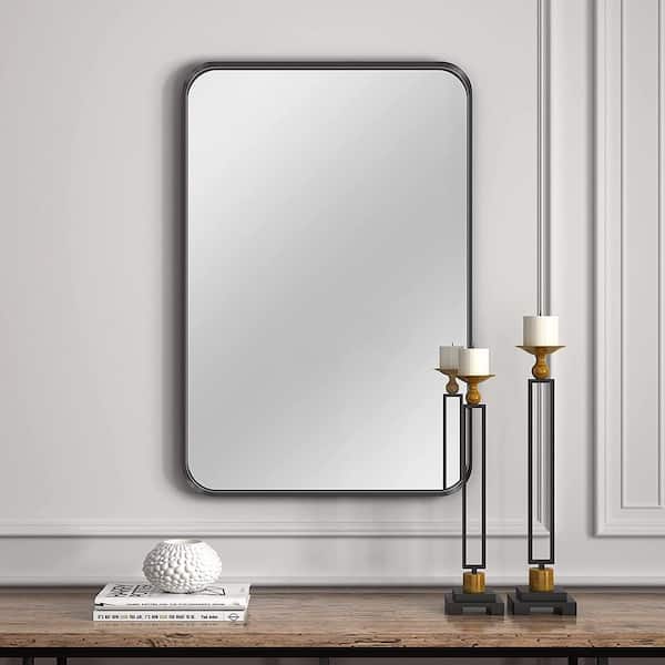 Buy 24 in. W x 36 in. H Rectangular Aluminum Framed Wall Bathroom Vanity Mirror in Black Online