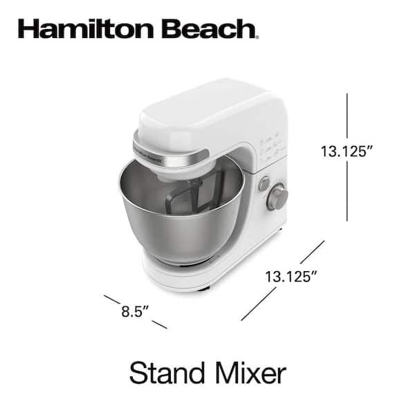 Hamilton Beach 4 Qt. 7-Speed White Stand Mixer with Stainless