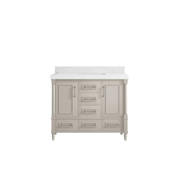 Willow Collections Hudson 42 in. W x 22 in. D x 36 in. H Single Sink Bath Vanity in Fine Grain with 2 in. Calacatta Laza Quartz Top