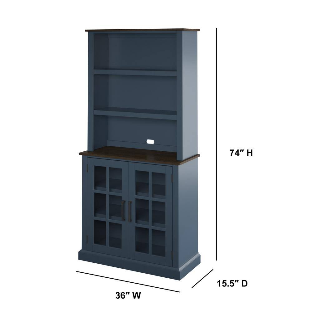 Fontana Blue and Dark Wood 36" China Cabinet Hutch