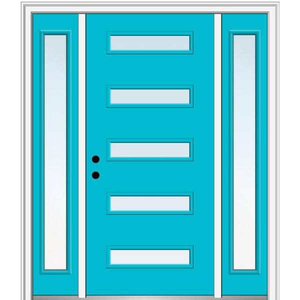 MMI Door 64.5 in. x 81.75 in. Davina Right-Hand Inswing 5-Lite Clear Low-E Painted Fiberglass Prehung Front Door with Sidelites
