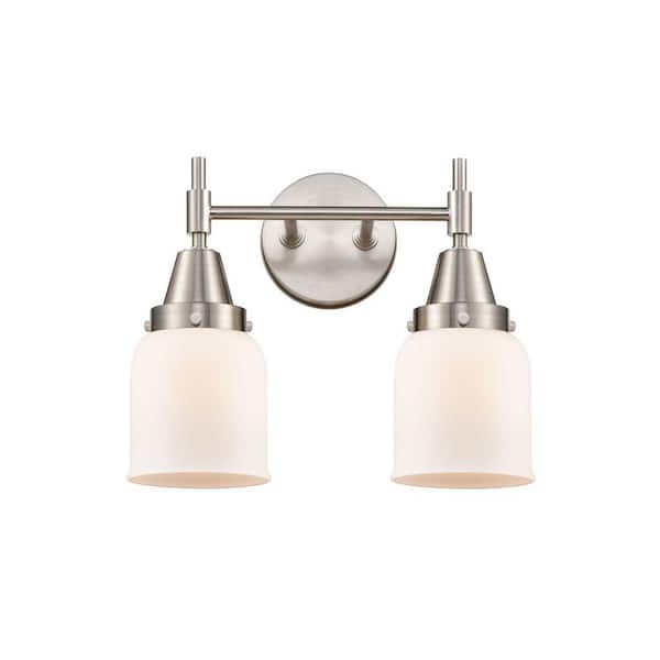 Caden 14 in. 2-Light Satin Nickel Vanity Light with Glass Shade