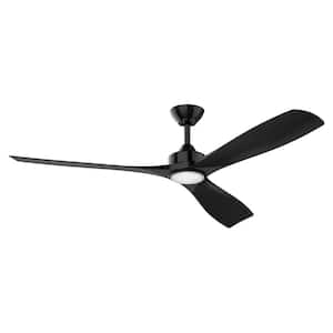 60 in. Indoor Color Changing Integrated LED Matte Black Ceiling Fan with Light, Remote Control and 6-Speed DC Motor