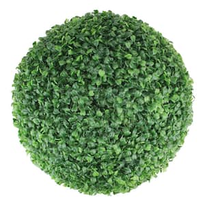 15 in. Artificial 2-Tone Green Boxwood Topiary Garden Ball