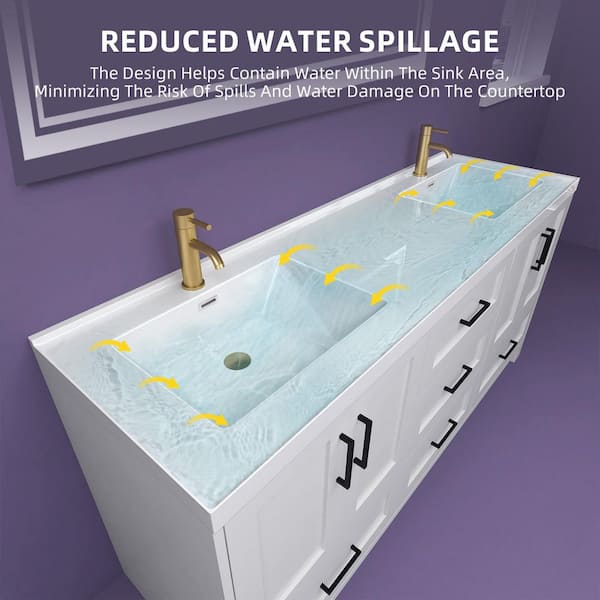 Zeafive 72 in. W x22 in. D Solid Surface White Rectangular