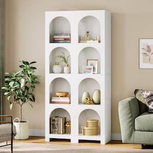 Frailey 67 in. Tall White Wood 4-Shelf Bookcase with Storage, Freestanding Bookshelf Storage Shelves for Home Office