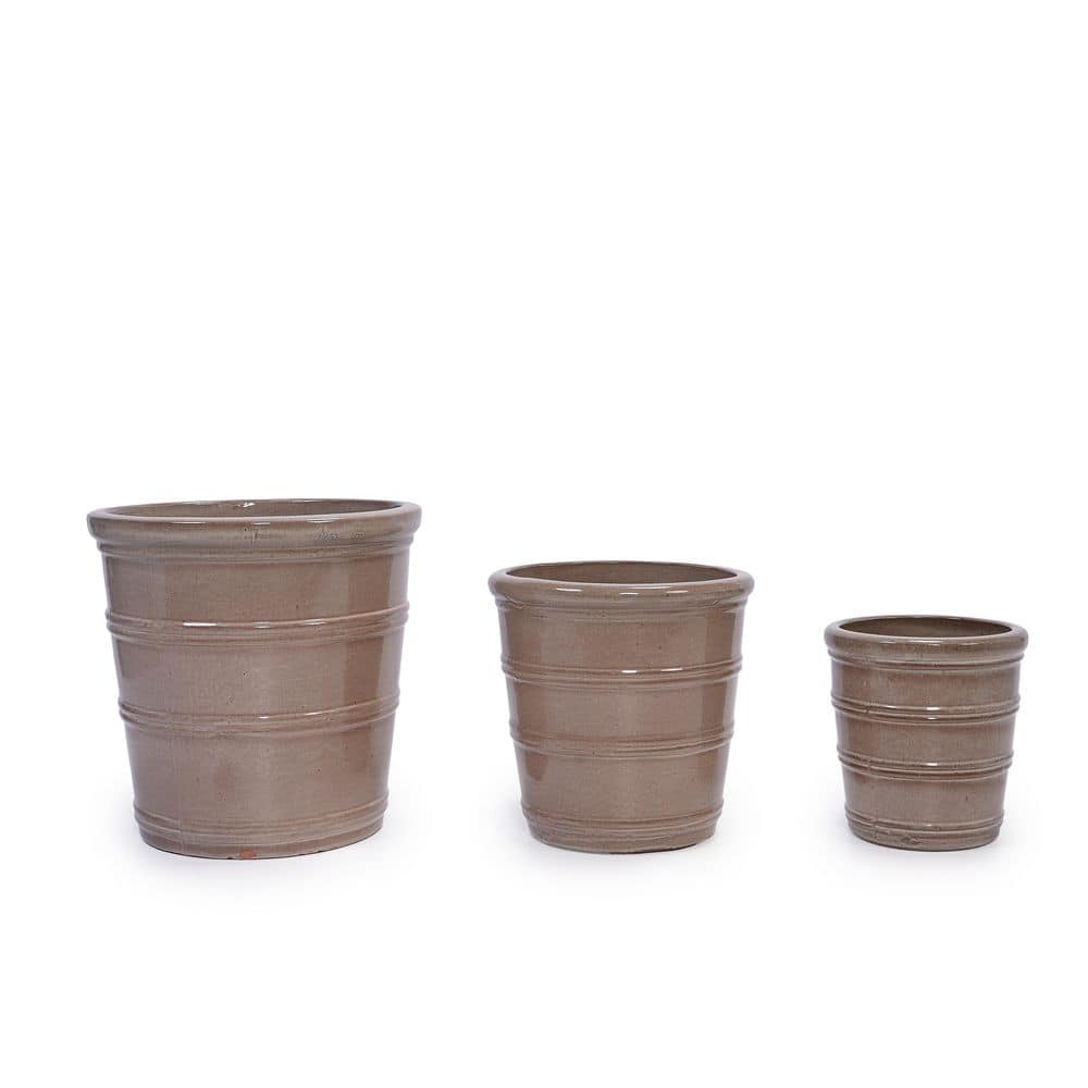 Brown Set of 3 Mixed Size Outdoor Ceramic Plant Pots Stylish Ceramic Planters for Indoor Outdoor Use price history on PriceWatchPro