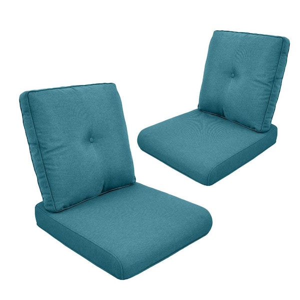 Pocassy 22 in. x 24 in. 4-Piece CushionGuard Outdoor Lounge Chair Deep Seat Replacement Cushion Set in Peacock green