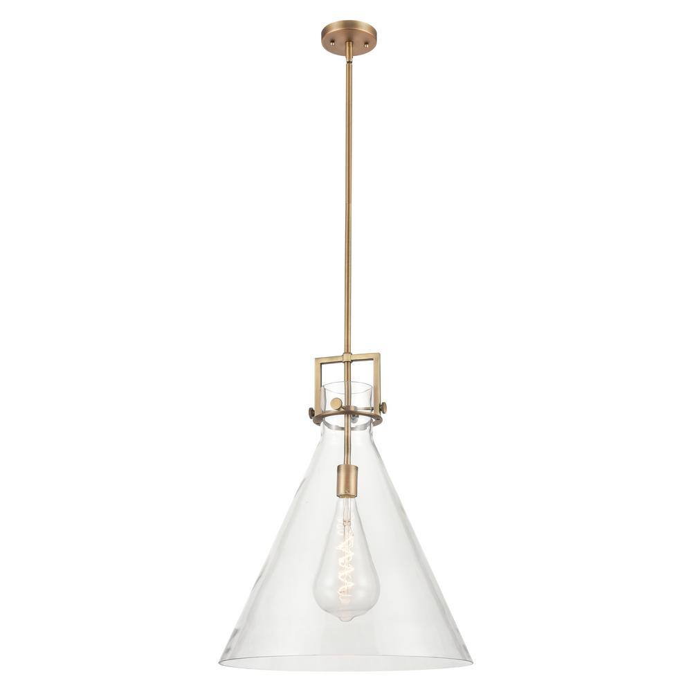 Newton Cone 100-Watt 1-Light Brushed Brass Shaded Mini Pendant Light with Clear Glass Shade price history on PriceWatchPro