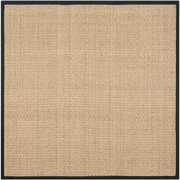 SAFAVIEH Natural Fiber Beige/Black 10 ft. x 10 ft. Square Border Area Rug