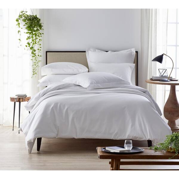 The Company Store Company Cotton 3-Piece White Solid 300-Thread Count Cotton Percale Twin XL Sheet Set