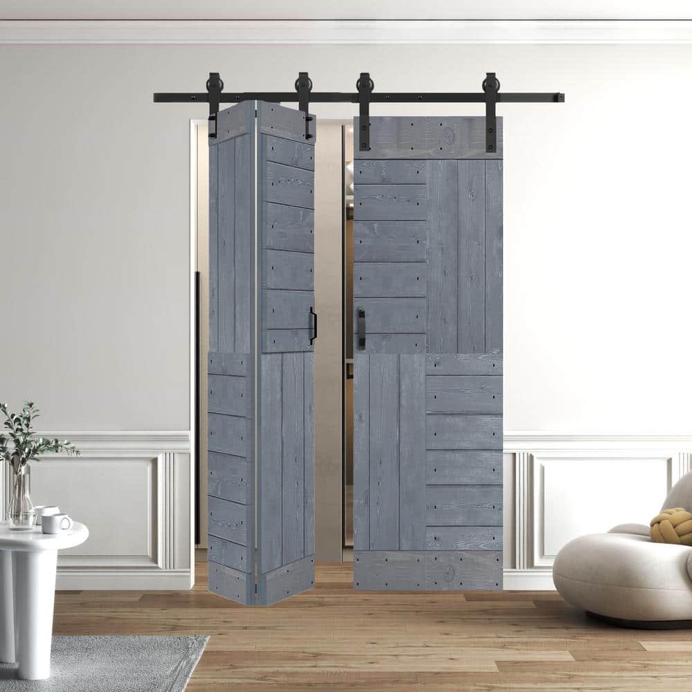 ISLIFE S Style 60in.x84in.(15''X84''X4panels) Dark Gray Solid Wood Bi ...