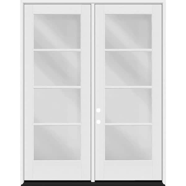 Legacy 60 in. x 96 in. Icon 4L Modern Clear Glass RHIS Unfinished Fiberglass Double Prehung Front Door with 4-9/16 Jamb