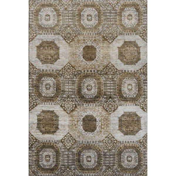 Mayfield Premium Machine Washable Abstract AMF1926 Brown 10 ft. x 14 ft. Area Rug