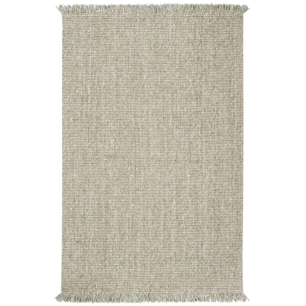 Natural Fiber 4 ft. x 6 ft. Green/Natural Woven Thread Area Rug