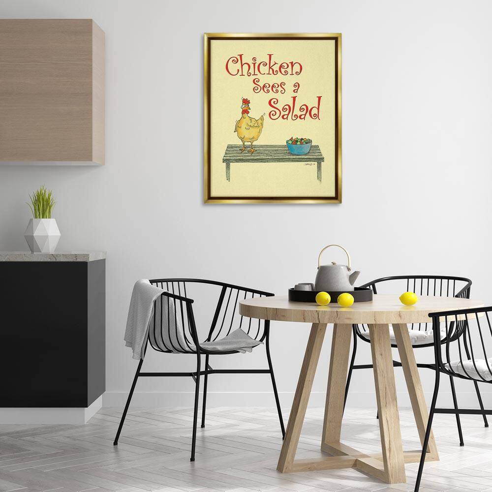 Chicken Salad Vintage Pun by Roger Straub Gold Floater Frame Typography Graphic Art Print 31 in. x 25 in. price history on PriceWatchPro