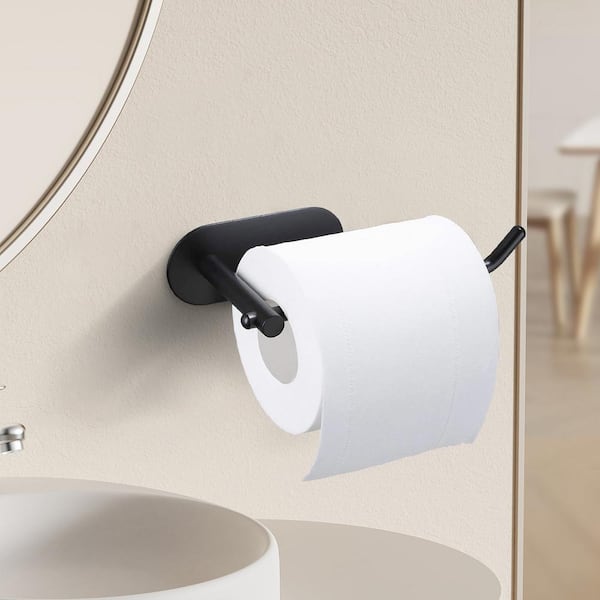 Self Adhesive Bathroom Black Toilet Paper Holder with Phone Shelf