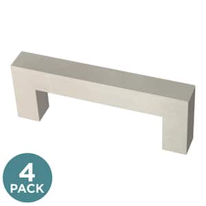 Modern Square 3 in. (76 mm) Modern Cabinet Drawer Pulls in Stainless Steel (4-Pack)