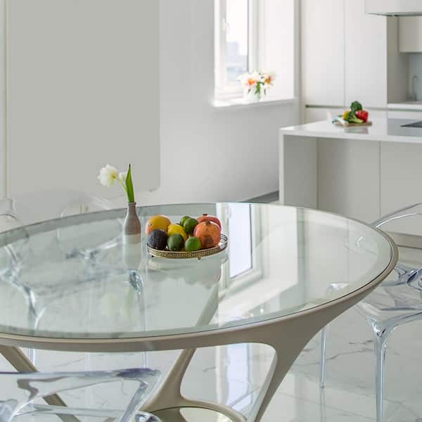 Fab Glass and Mirror 24 in. Clear Round Glass Table Top 3 8 in. Thickness Tempered Beveled Edge Polished 24RT10THBETE The Home Depot