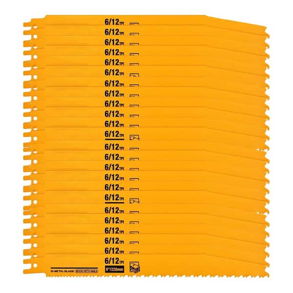 Unbranded 9 High-Strength Bi-Metal Reciprocating Saw Blades with Smart Tooth Design for Wood, Nail-Embedded Wood, PVC (25-Pack)