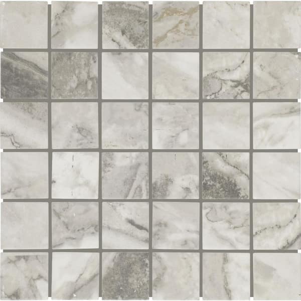 Daltile Stone Decor Accents Glacier Gray 3 in. x 3 in. Matte Ceramic Straight Joint Mosaic Tile Sample