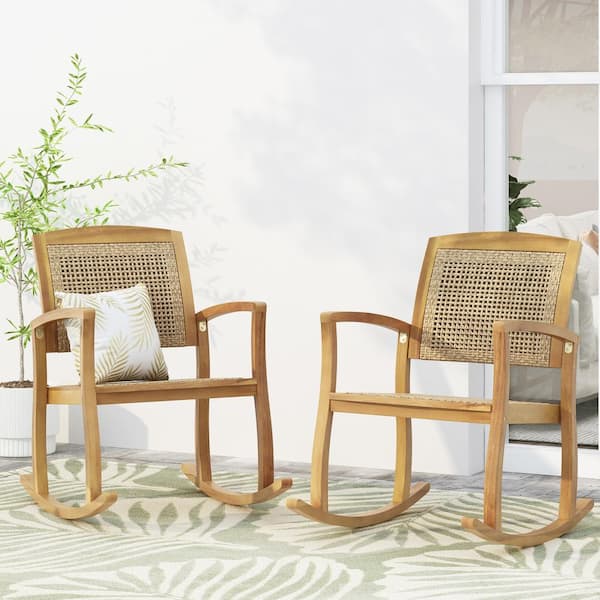 Wood and wicker rocking chair hot sale