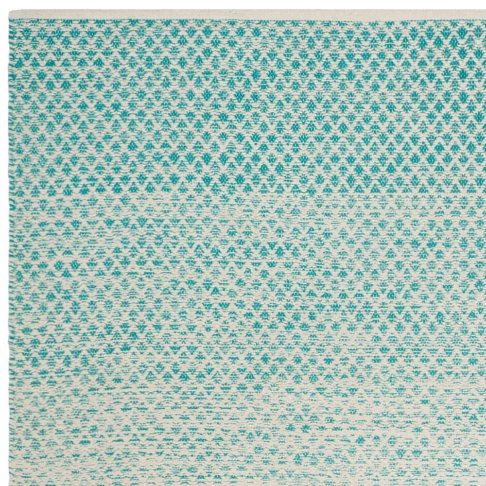Coastal Breeze Turquoise & Ivory Cotton 8' x 10' Hand-Woven Rug