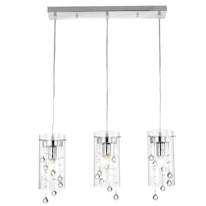 Sormonne 60-Watt 3-Light Chrome Kitchen Island Pendant Light with Clear Glass Shades, No Bulbs Included