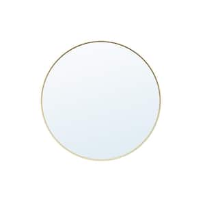 28 in. W Round Framed Wall Bathroom Vanity Mirror Decor Mirror in Brushed Gold