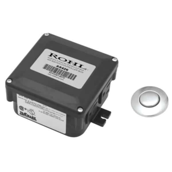 Air Activated Switch with Button and Control Box for Waste Disposal in Polished Chrome