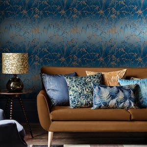 Clarissa Hulse Meadow Grass French Navy and Copper Removable Wallpaper