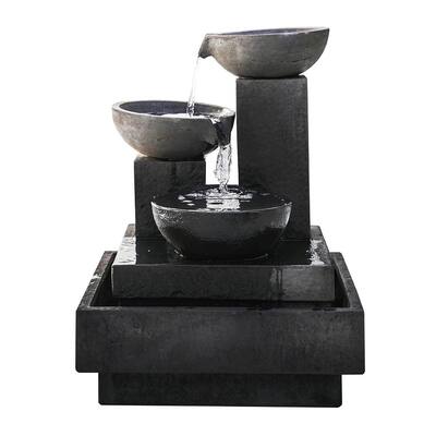 Elegant Brown Polyresin Outdoor Tiered Fountain