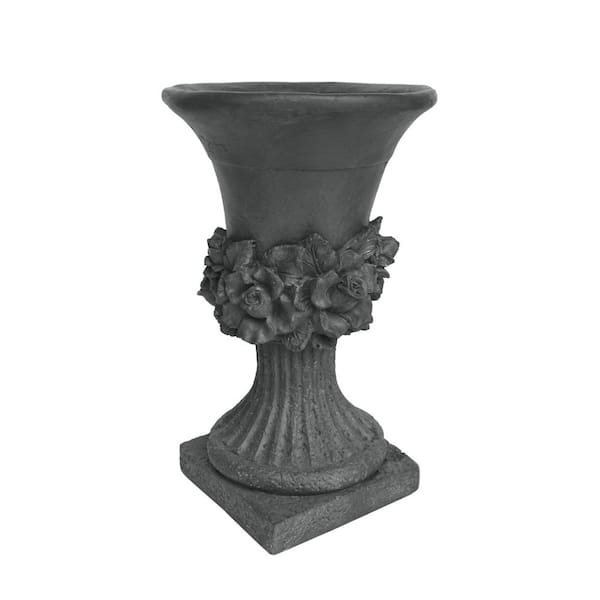 11.75 in. W x 19.50 in. H Concrete Garden Urn Planter in Antique Gray