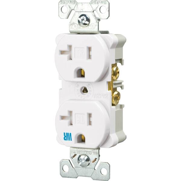 Eaton 20 Amp Tamper and Weather Resistant Electrical Duplex Outlet - White