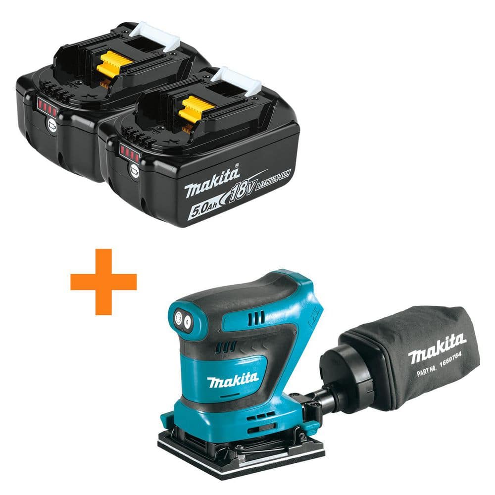 18V LXT Lithium-Ion Battery Pack 5.0 Ah with LED Charge Level (2-Pack) with 18V LXT 1/4 in. Sheet Finishing Sander price history on PriceWatchPro