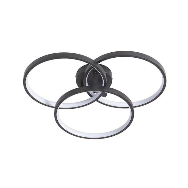 20 in. W Modern Black LED Ceiling Light, 3-Ring Flush Mount Fixture 3-Color Temperatures for Living Room Bedroom