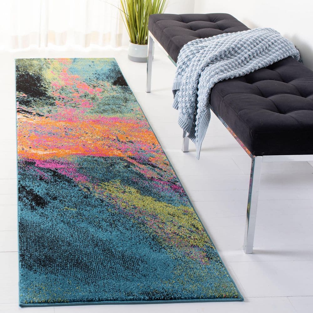 Galaxy 2 ft. x 8 ft. Blue/Orange Abstract Runner Rug price history on PriceWatchPro