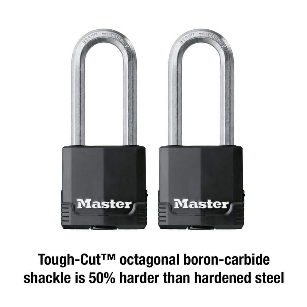 Master Lock Heavy Duty Outdoor Keyed Padlock, 2-in Wide x 1-1/2-in Shackle  Keyed Alike (2-Pack) in the Padlocks department at