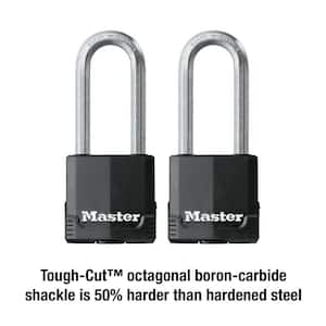 Heavy Duty Outdoor Padlock with Key, 2-1/8 in. Wide, 2-1/2 in. Shackle, 2 Pack