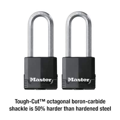 Master Lock 2"W MAGNUM Padlock,2-1/2"L Shackle 8 Keyed Alike Locks M5NKALJSTS-8 