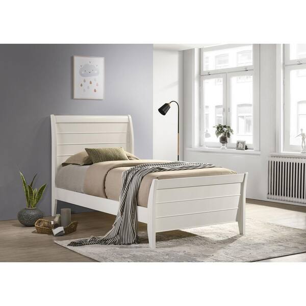Coaster Selena Cream White Twin Sleigh Platform Bed