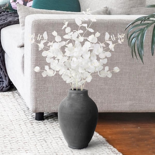 36 in. White Artificial Eucalyptus Leaf Stem Plant Greenery Foliage Spray Branch (Set of 3)