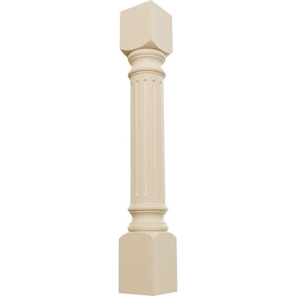 Ekena Millwork 5 in. x 5 in. x 35-1/2 in. Unfinished Rubberwood Richmond Fluted Cabinet Column