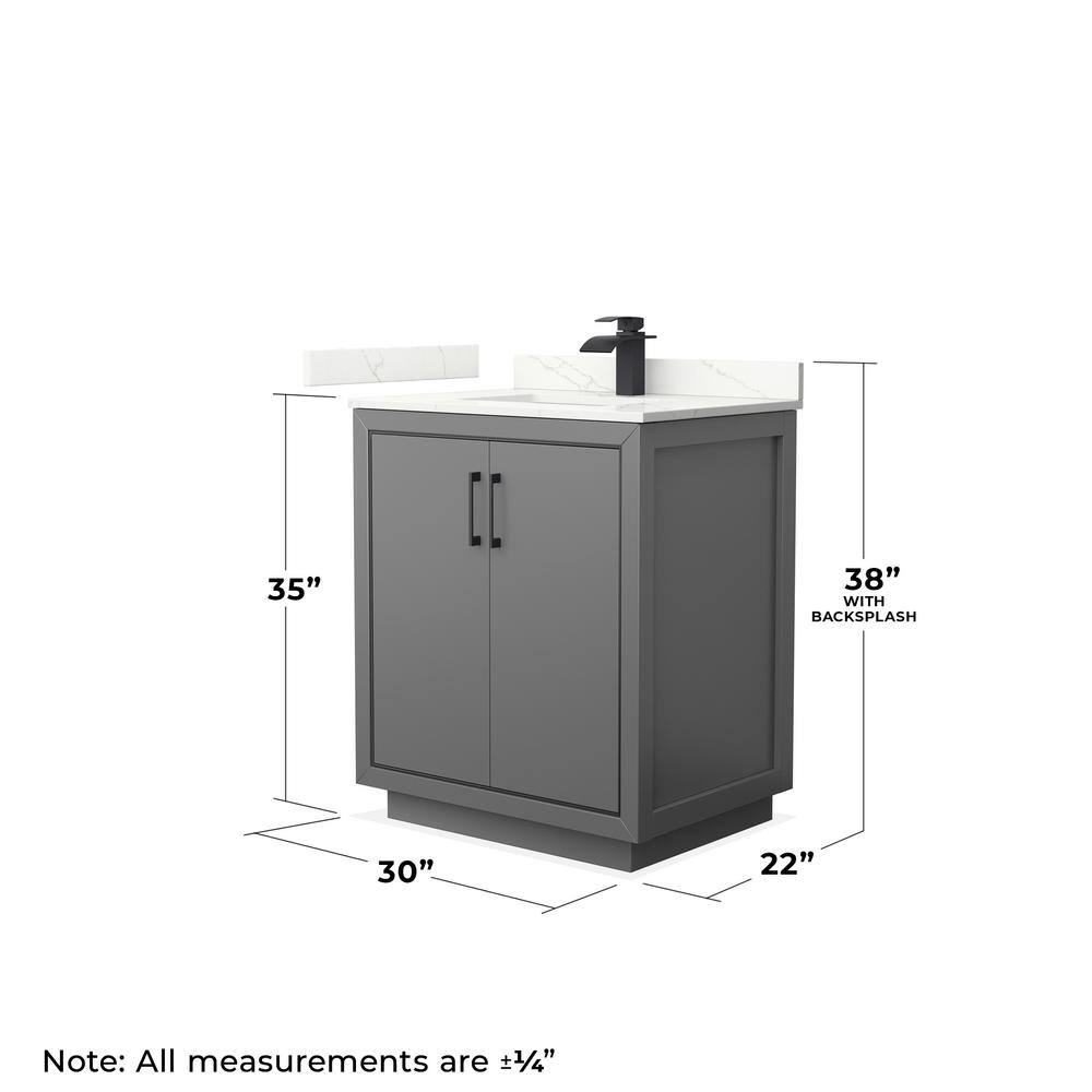 Icon 30-Inch Dark Gray Freestanding Single Sink Bathroom Vanity