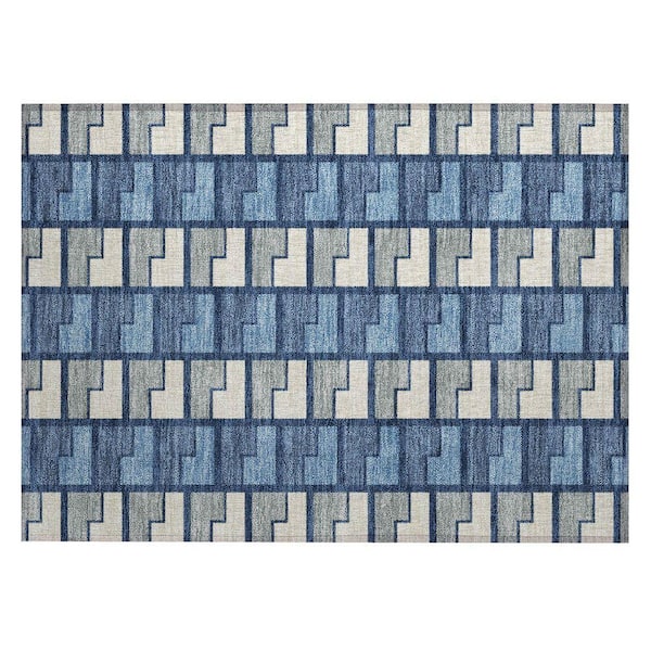 Chantille Machine Washable Indoor/Outdoor Abstract ACN2417 Navy 2 ft. x 3 ft. Accent Rug