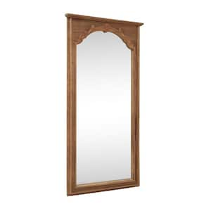 35 in. W x 71 in. H Full Length Vintage Carved Soild Wood Frame Wall Mirror Leaning Mirror in Brown