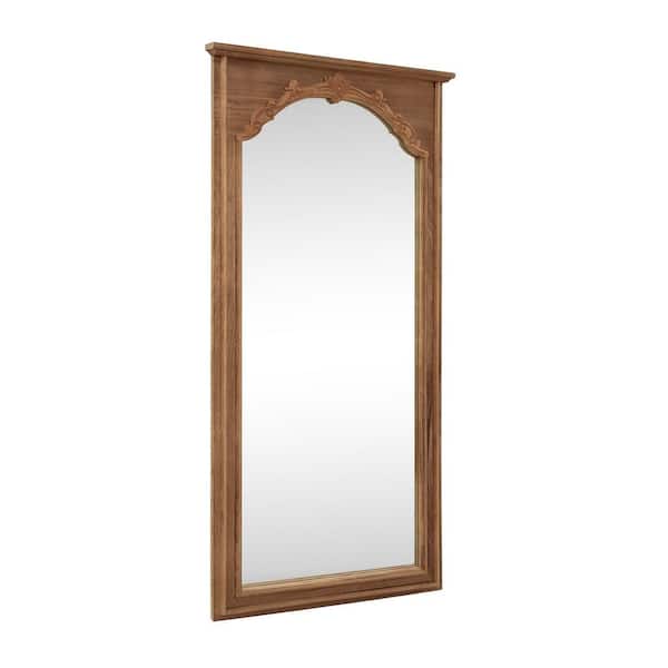 35 in. W x 71 in. H Full Length Vintage Carved Soild Wood Frame Wall Mirror Leaning Mirror in Brown