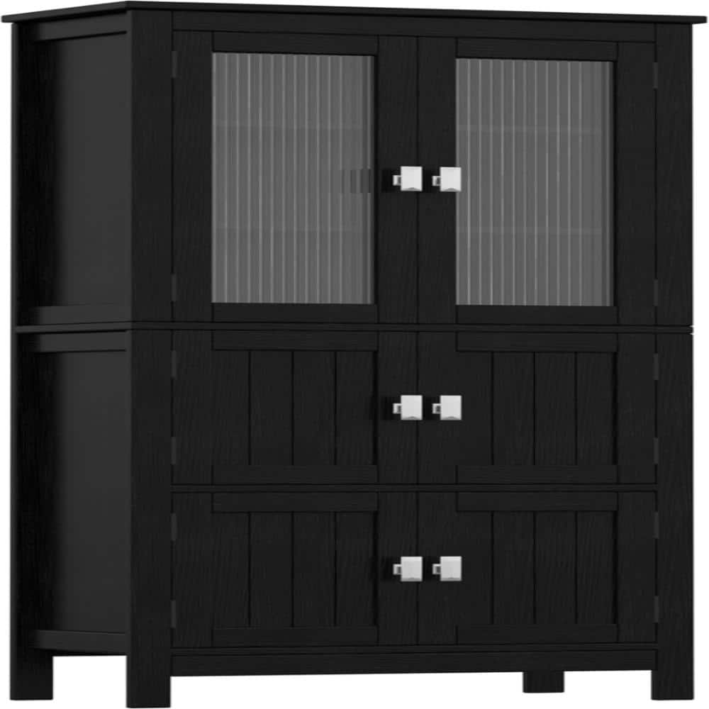 22.8 in. W x 11.8 in. D x 53.1 in. H Wood Rectangular Black Surface Mount Medicine Cabinet without Mirror price history on PriceWatchPro