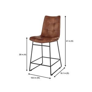 Ivers Stitched Faux Leather Upholstered Counter Stool with Back