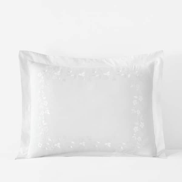 The Company Store Legends Hotel Brighton Embroidered Egyptian White Cotton Percale Standard Sham
